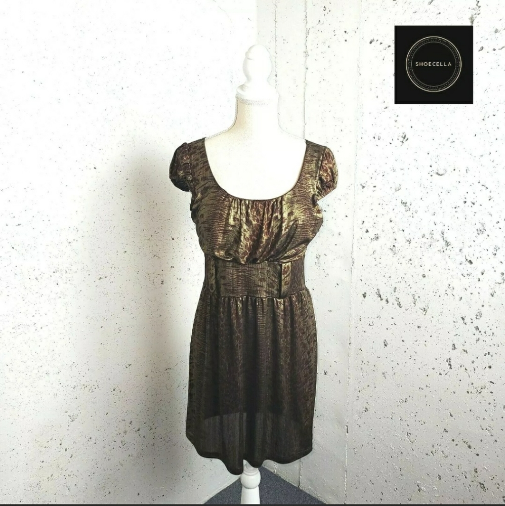 ING TunicnTop Metallic Brown/Gold Women L Vintage